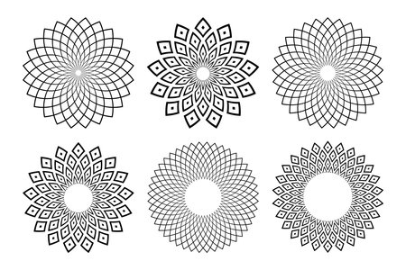 Abstract Geometric Circle Radial Patterns. Elements for Design. Vector art.のイラスト素材