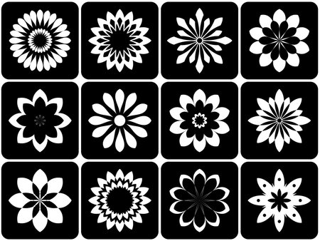 Abstract Flower Icons. Design Elements Set. Vector Art.のイラスト素材