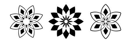 Abstract Geometric Radial Circle Patterns. Design Elements Set. Vector Art.のイラスト素材