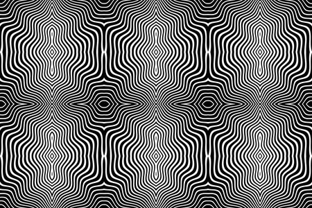 Abstract Decorative Seamless Geometric Wavy Lines Pattern with Striped Texture. Vector Art.のイラスト素材
