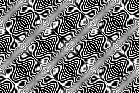 Abstract Decorative Seamless Geometric Wavy Lines Pattern with Striped Texture. Vector Art.