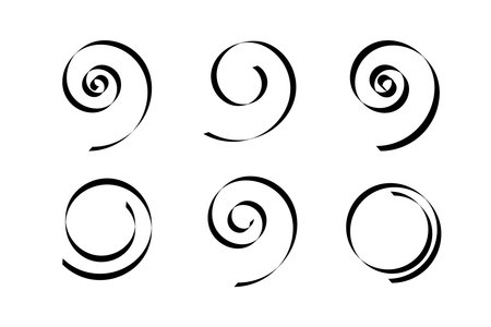 Set of Spiral Design Elements. Abstract Swirl Icons. Vector Art.のイラスト素材