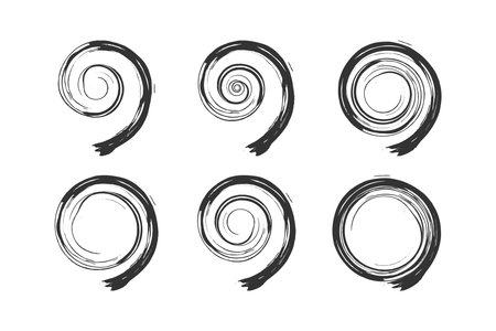 Set of Spiral Design Elements. Abstract Swirl Icons. Vector Art.のイラスト素材