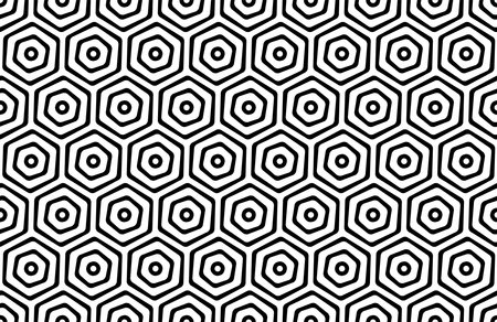 Abstract Seamless Geometric Black and White Hexagons Pattern. Vector Art.