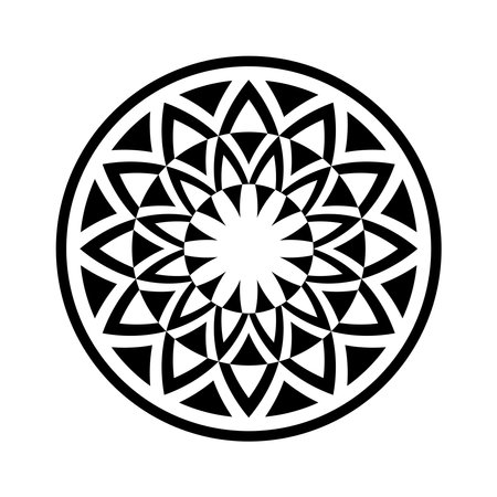 Abstract Decorative Radial Circle Pattern. Round Black and White Design Element. Vector Art.のイラスト素材