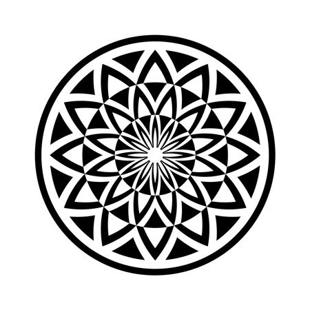 Abstract Decorative Radial Circle Pattern. Round Black and White Design Element. Vector Art.のイラスト素材