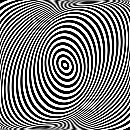 Twisting Whirl Motion and 3D Illusion in Abstract Op Art Striped Lines Pattern. Vector Illustration.のイラスト素材