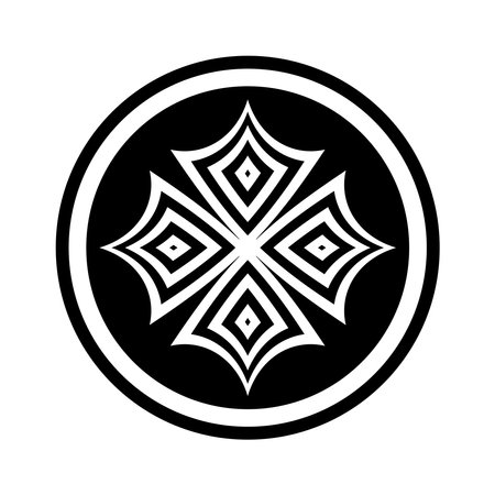 Abstract Cross Icon. Black and White Design Element. Vector Art.のイラスト素材