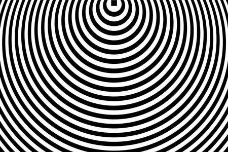 Concentric Rings Pattern. Striped Round Lines Texture. Abstract Geometric Black and White Background. Vector Art.のイラスト素材