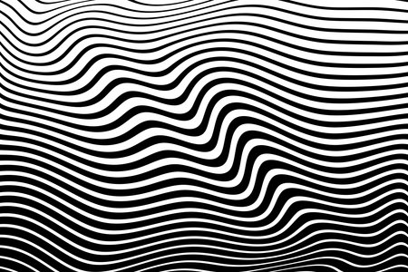 Wavy Lines Pattern with 3D Illusion and Twisting Motion Effect. Abstract Black and White Texture. Vector Art.の素材 [FY310208457519]