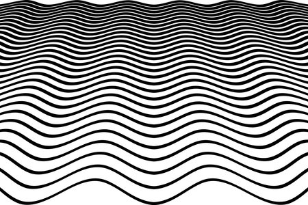 Wavy Lines Pattern. Abstract Black and White Textured Background. Vector Art.のイラスト素材