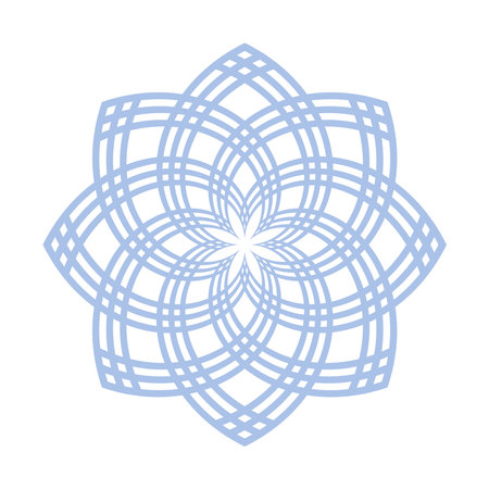 Abstract Decorative Geometric Blue Radial Lacy Pattern. Vector Art.のイラスト素材