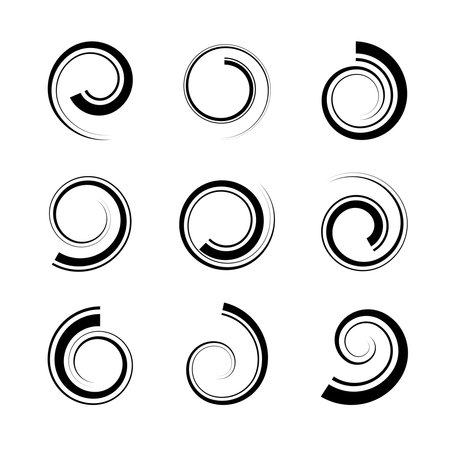 Set of Spiral Design Elements. Abstract Whirl Icons. Vector Art.のイラスト素材