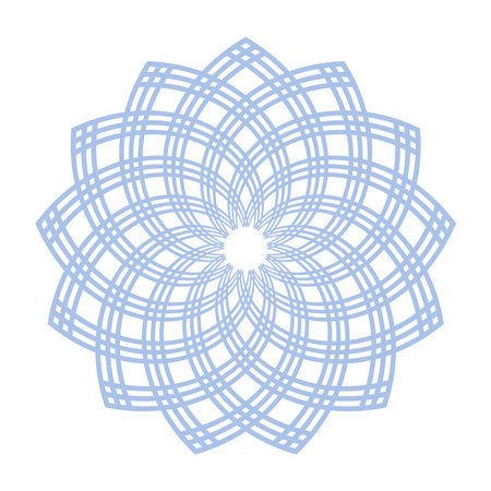 Abstract Decorative Geometric Blue Radial Lacy Pattern. Vector Art.のイラスト素材