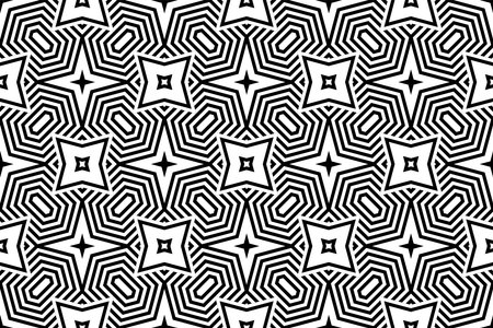 Abstract Seamless Geometric Pattern. Black and White Texture. Vector Art.のイラスト素材