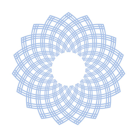 Abstract Decorative Geometric Blue Radial Lacy Pattern. Vector Art.のイラスト素材