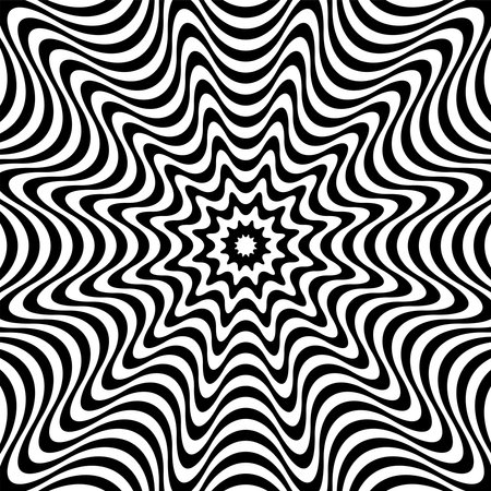 3D Illusion in Abstract Op Art Wavy Lines Pattern. Vector Illustration.のイラスト素材
