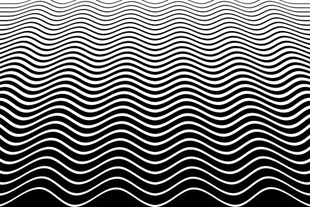Wavy Lines Pattern. Abstract Black and White Textured Background. Vector Art.のイラスト素材