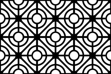 Seamless Geometric Checked Grid Black and White Pattern. Vector Art.のイラスト素材