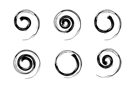 Set of Spiral Design Elements. Abstract Swirl Icons. Vector Art.のイラスト素材