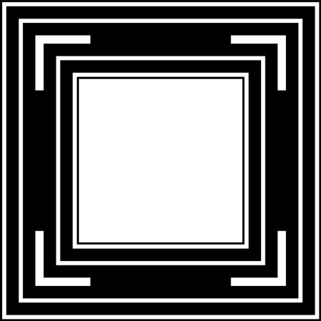 Square Geometric Border Frame. Black and White Background. Vector Art.のイラスト素材