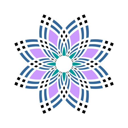 Abstract Geometric Circle Radial Pattern. Flower Icon. Vector Art.のイラスト素材