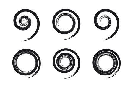 Set of Spiral Design Elements. Abstract Swirl Icons. Vector Art.のイラスト素材