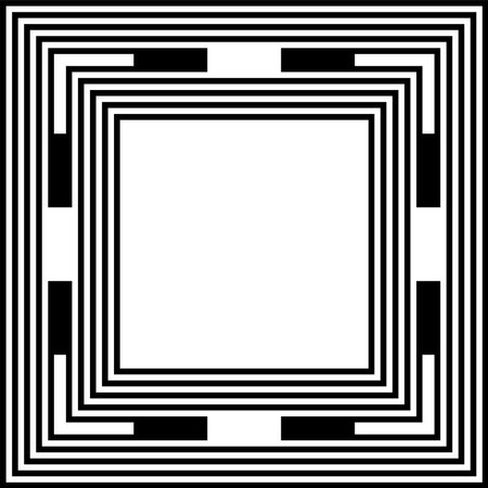 Square Geometric Border Frame. Black and White Background. Vector Art.のイラスト素材