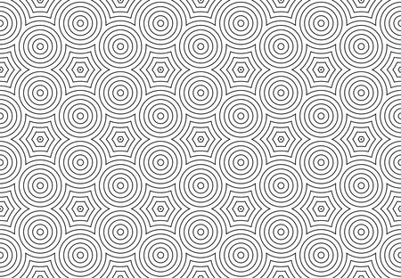 Abstract Seamless Geometric Circles and Hexagons Pattern. Vector Art.のイラスト素材