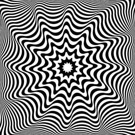 3D Illusion in Abstract Op Art Wavy Lines Pattern. Vector Illustration.のイラスト素材