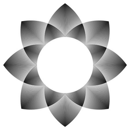 Abstract Decorative Geometric Halftone Radial Pattern in Flower Shape. Vector Art.のイラスト素材