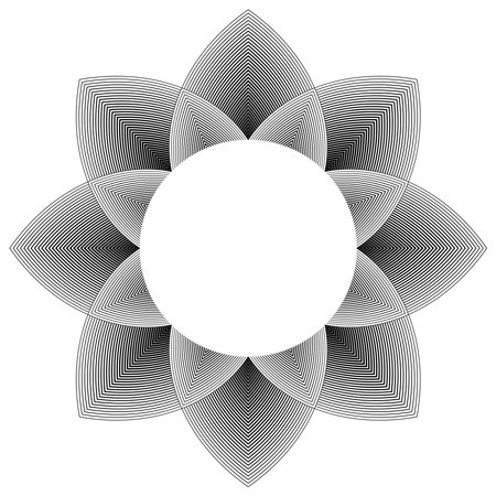 Abstract Decorative Geometric Halftone Radial Pattern in Flower Shape. Vector Art.のイラスト素材