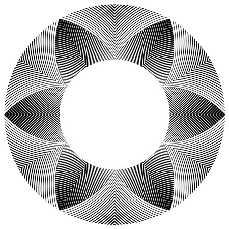 Abstract Geometric Halftone Radial Pattern in Flower Shape for Decorative Frame. Vector Art.のイラスト素材