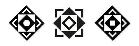 Geometric Square Shape Black and White Design Elements. Abstract Icons. Vector Art.のイラスト素材