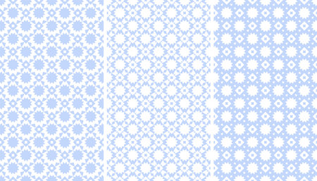 Set of Abstract Seamless Geometric Blue Patterns. Vector Art.のイラスト素材