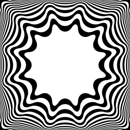 Abstract Op Art Wavy Lines Pattern with 3D Illusion Effect. Vector Illustration.のイラスト素材