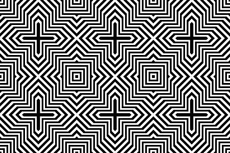 Abstract Seamless Geometric Pattern. Striped Lines Black and White Texture. Vector Art.のイラスト素材