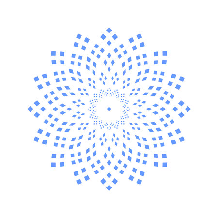 Abstract Decorative Circle Radial Blue Dots Pattern. Vector Art.のイラスト素材