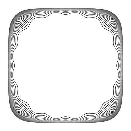 Abstract Wavy Lines Square Rounded Picture Frame with 3D Illusion Effect. Vector Art.のイラスト素材