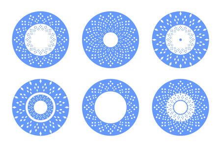 Set of Abstract Decorative Circle Radial Patterns. Round Design Elements. Vector Art.のイラスト素材