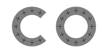 Circle Patterns on Letters C and O. Set of Elements for Design. Vector Art.のイラスト素材