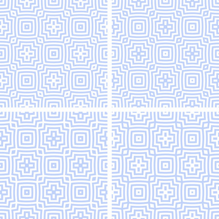 Set of Seamless Geometric Light Blue Patterns. Vector Art.のイラスト素材