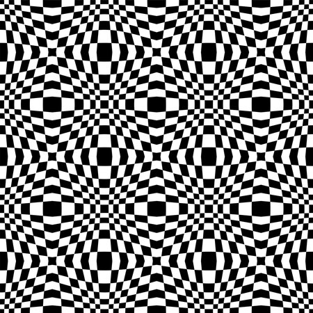 Abstract Seamless Geometric Op Art Black and White Pattern. Vector Art.のイラスト素材