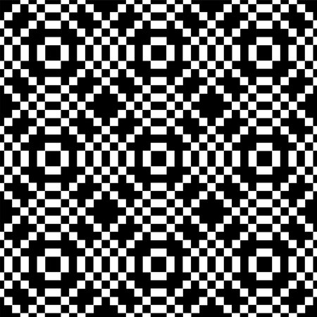 Abstract Seamless Geometric Black and White Pattern. Pixel Art Mosaic Texture. Vector Illustration.のイラスト素材