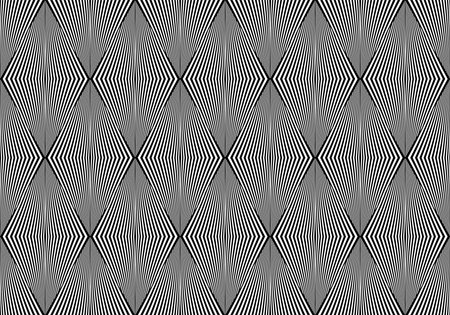 Abstract Seamless Geometric Diamonds Black and White Pattern. Striped Lines Texture. Vector Art.のイラスト素材