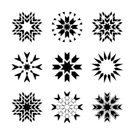 Set of Abstract Decorative Design Elements. Abstract Radial Patterns. Vector Art.のイラスト素材