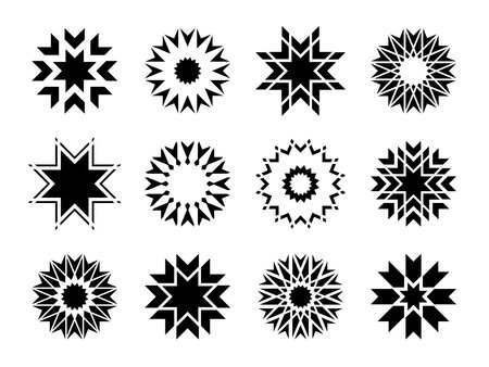 Set of Abstract Icons. Radial Design Elements. Vector Art.のイラスト素材