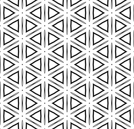 Abstract Seamless Hexagons and Triangles Pattern. Black and White Texture. Vector Art.のイラスト素材