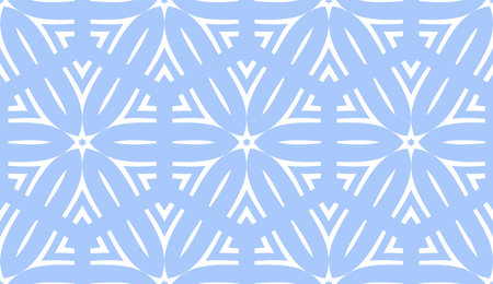 Abstract Seamless Geometric Hexagons Pattern. Light Blue and White Texture. Vector Art.のイラスト素材