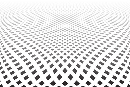 Abstract Dots Pattern in Diminishing Perspective. Black and White Textured Background. Vector Art.のイラスト素材